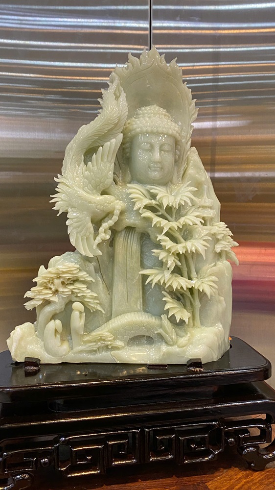 Diện Phật Tổ Ngọc Serpentine 43cm