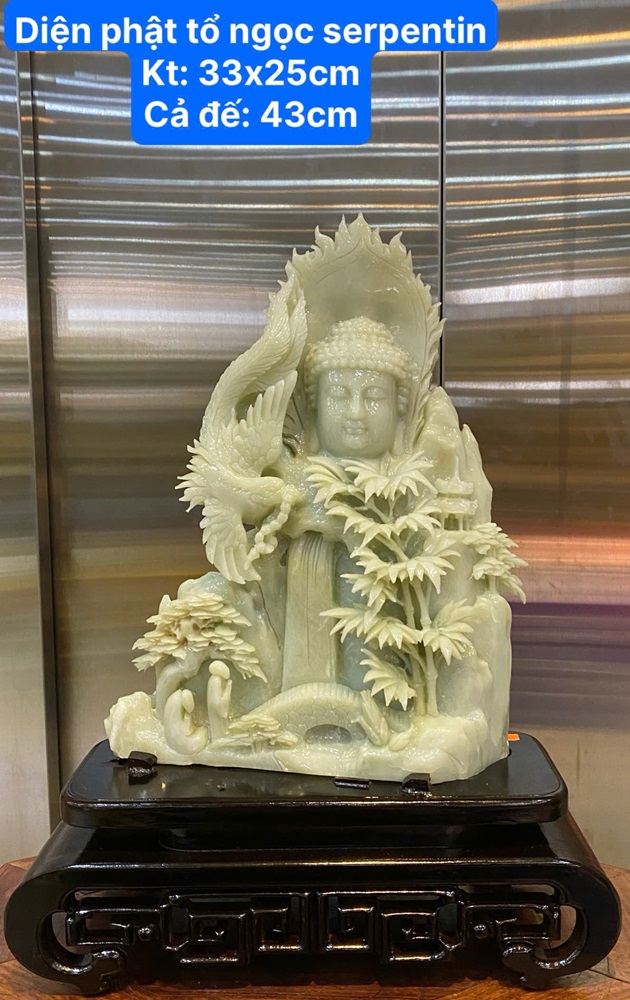 Diện Phật Tổ Ngọc Serpentine 43cm