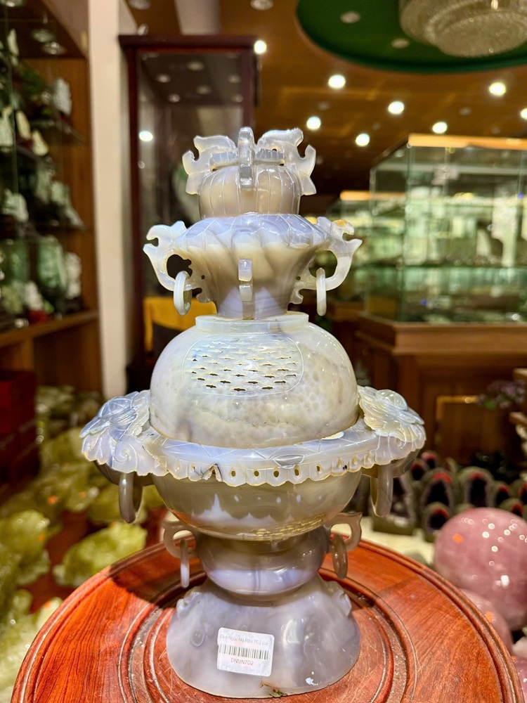 Đỉnh Xông Trầm Ngọc Mã Não Khoai Môn 33cm