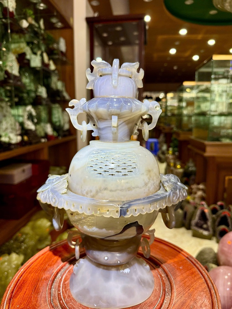 Đỉnh Xông Trầm Ngọc Mã Não Khoai Môn 33cm