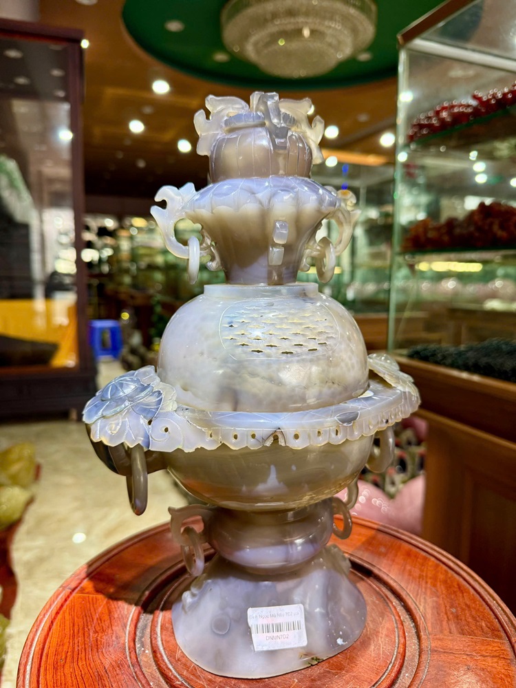 Đỉnh Xông Trầm Ngọc Mã Não Khoai Môn 33cm