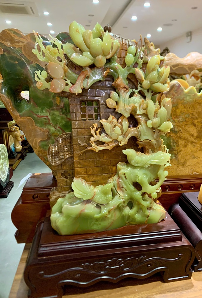 Đôi Chim Uyên Ương Ngọc Onyx Xanh