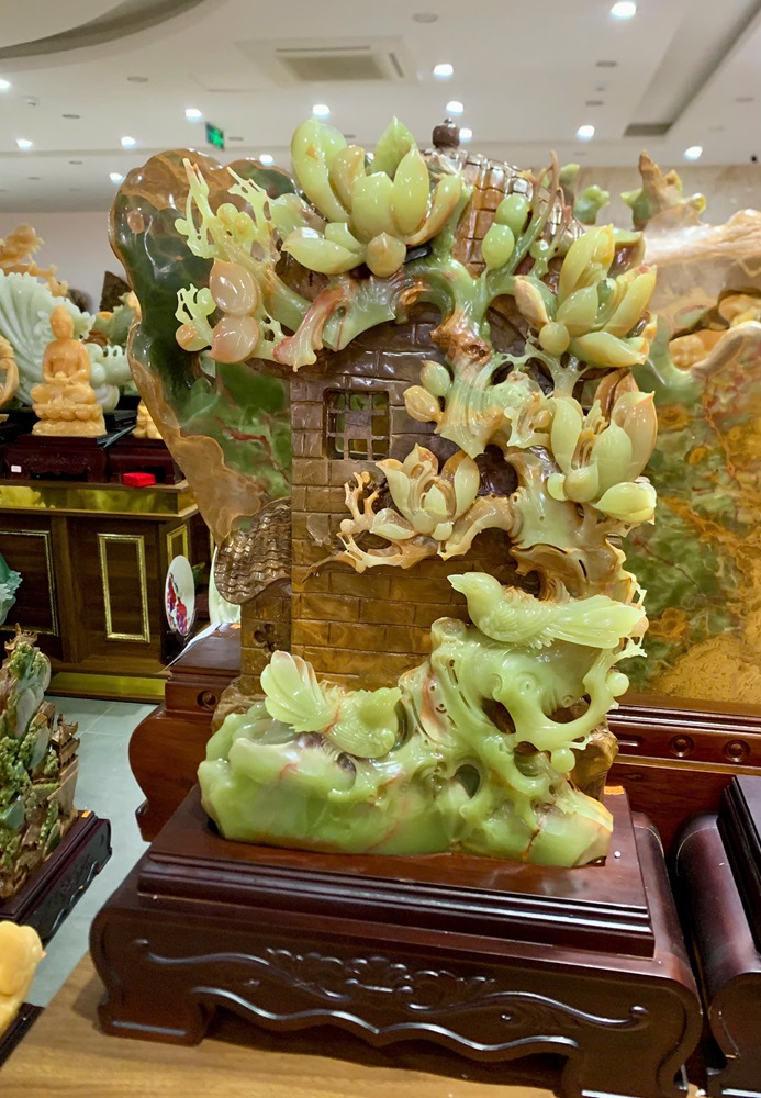 Đôi Chim Uyên Ương Ngọc Onyx Xanh