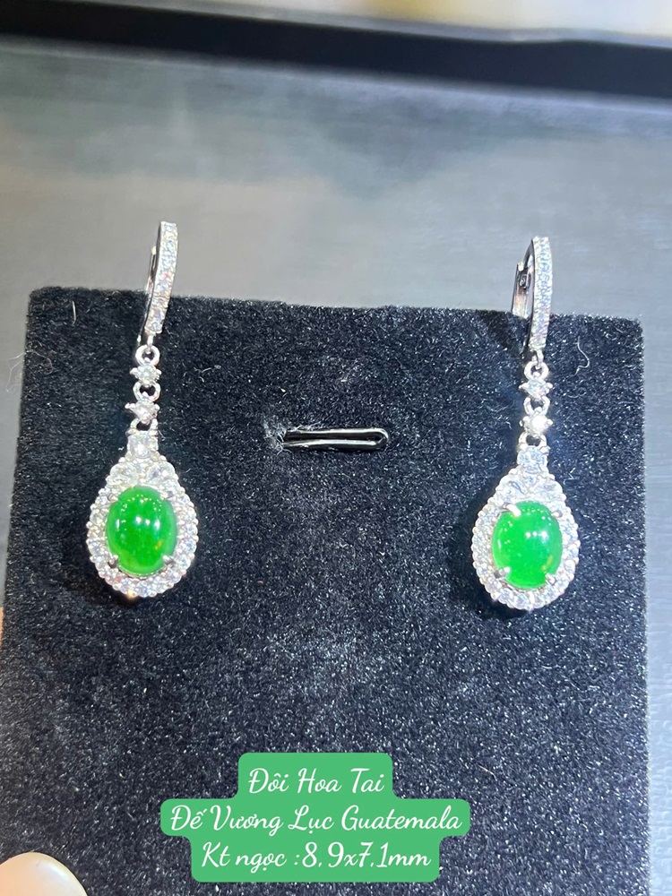 Cặp Hoa Tai Ngọc Phỉ Thuý Lục Đế Vương - Kèm Giấy Kiểm Định Type A