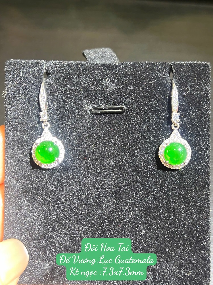 Cặp Hoa Tai Ngọc Phỉ Thuý Lục Đế Vương - Kèm Giấy Kiểm Định Type A