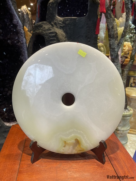 Đồng Điếu Đồng tâm ngọc onyx trắng 30cm