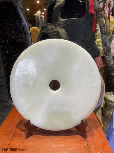 Đồng Điếu Đồng tâm ngọc onyx trắng 30cm