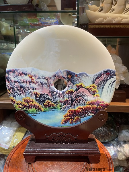 Đồng tâm phong cảnh Ngọc onyx 30cm