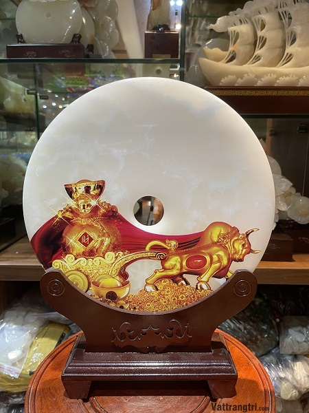 Đồng tâm phong cảnh Ngọc onyx 30cm