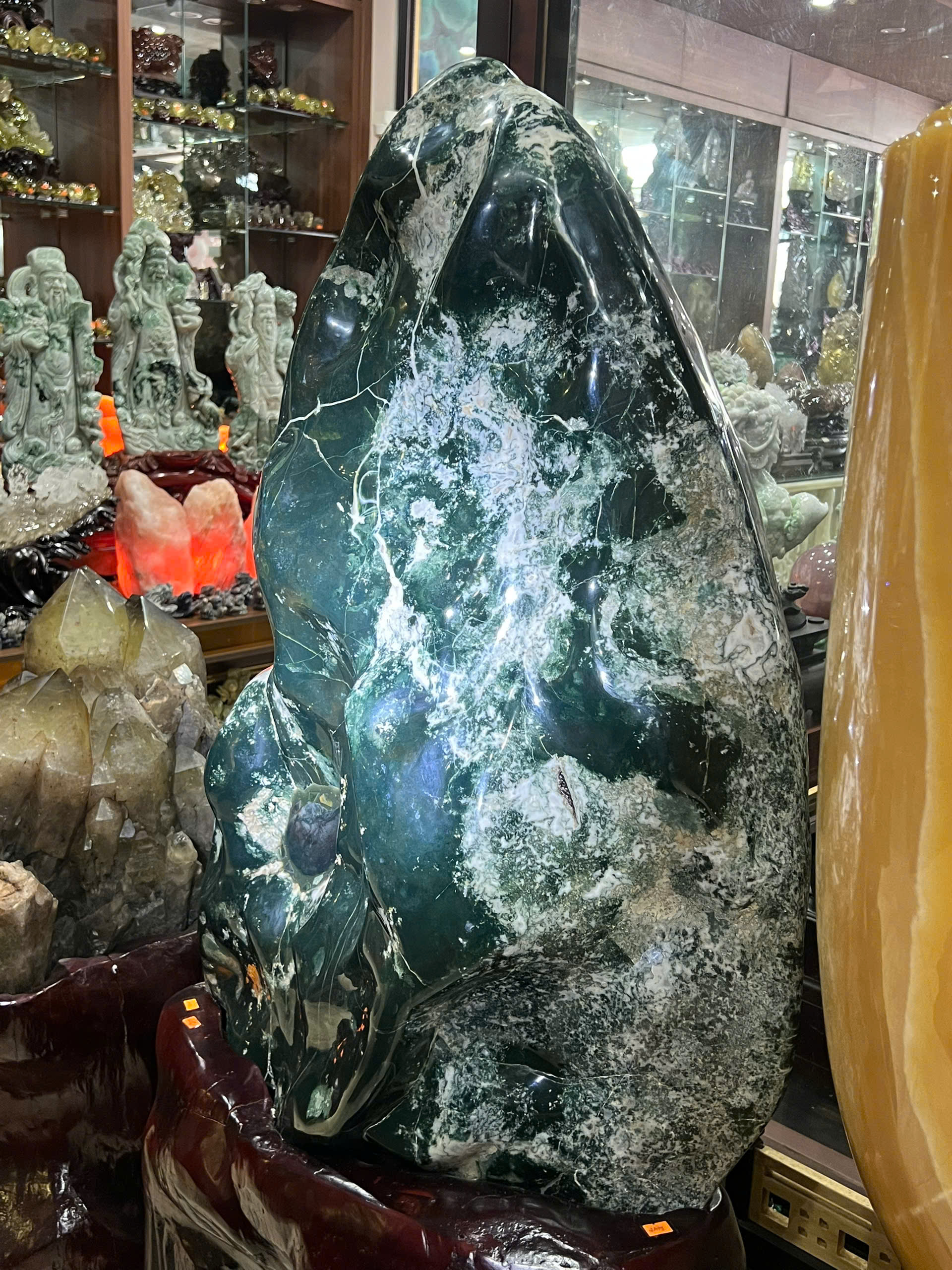 Khối Đại Cảnh Ngọc Mã Não Xanh Tụ Khí & Định Bát Phong Thịnh Vượng