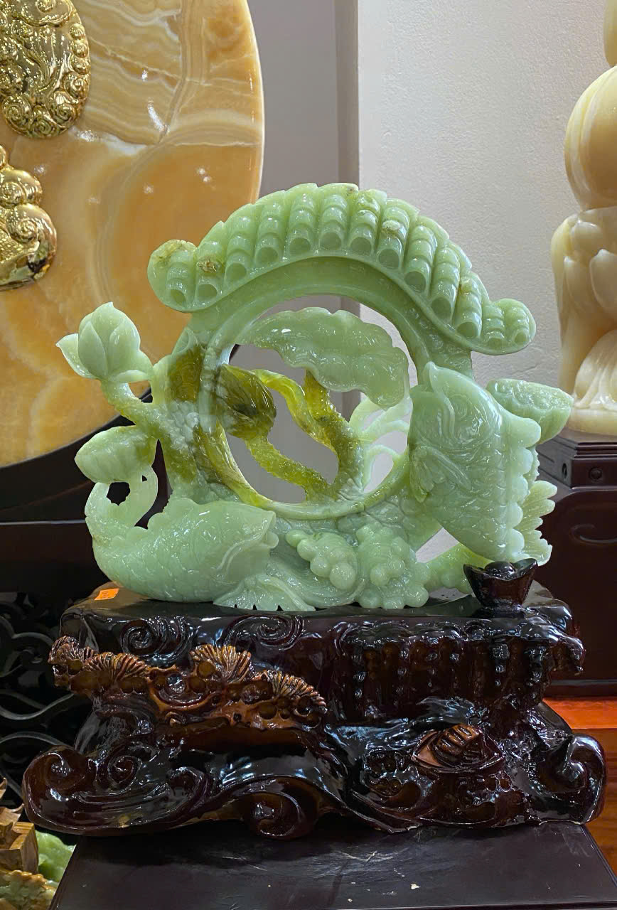 Song Ngư Phú Quý Ngọc Tụ Nham Bích Ngọc Cát Tường, Niên Niên Hữu Dư Tài Lộc Viên Mãnh