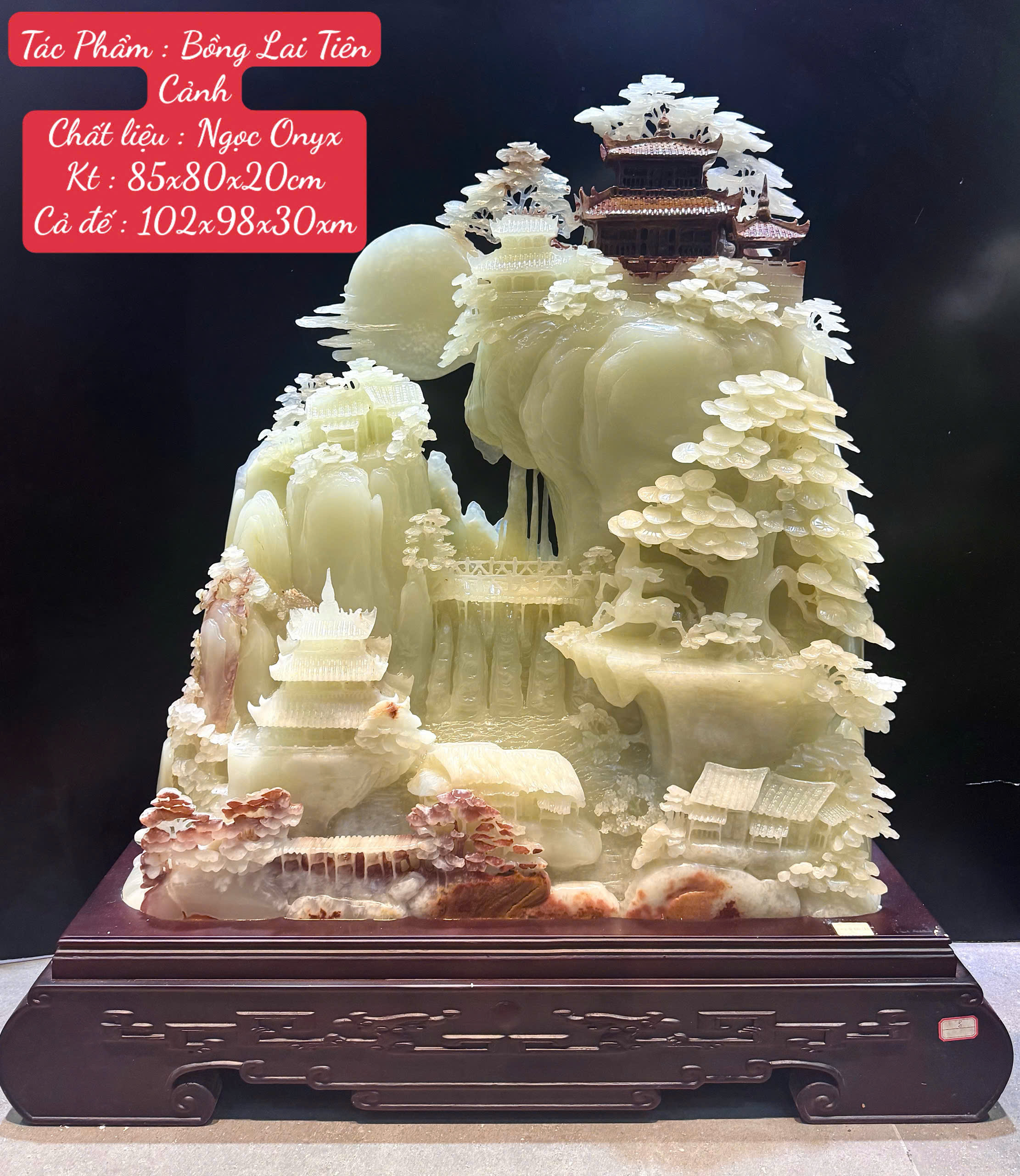 Bồng Lai Tiên Cảnh Ngọc Onyx Trực Cảnh Bảo Vật Sơn Thủy Hữu Tình