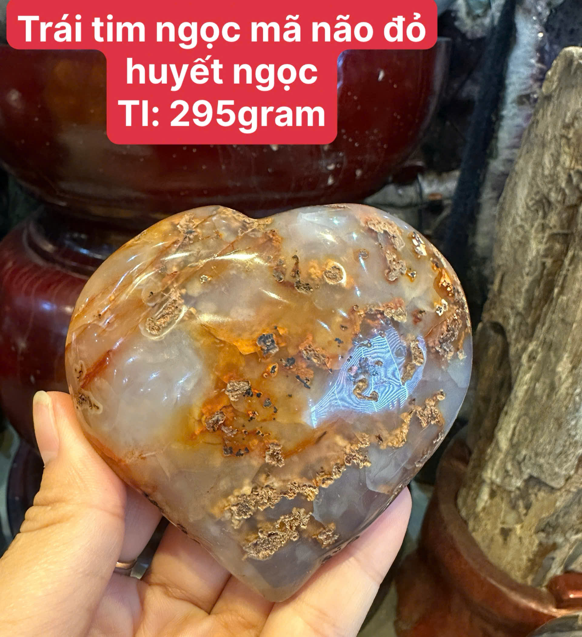 Trái Tim Ngọc Mã Não Huyết Ngọc