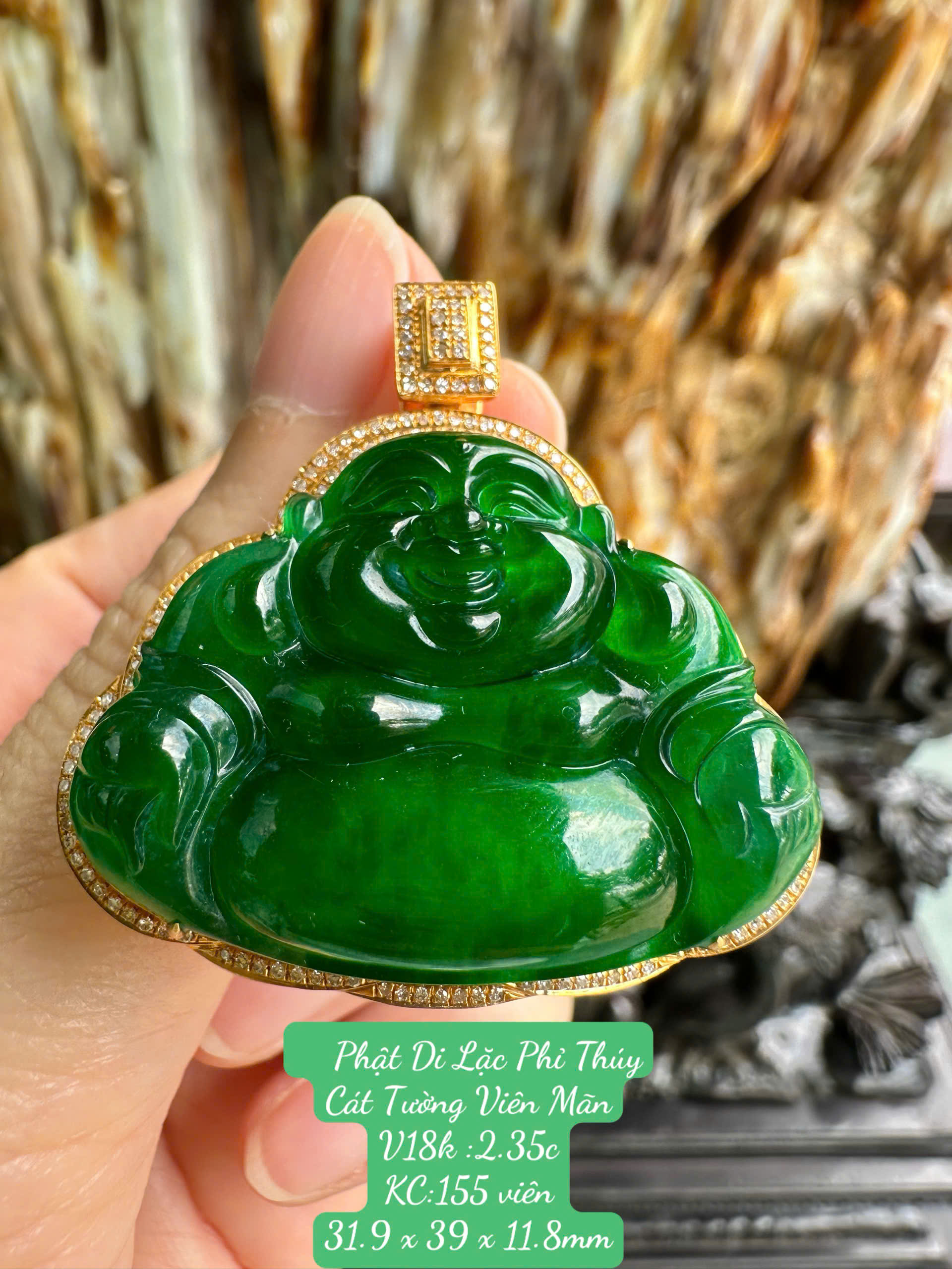 Phật Di Lặc Phỉ Thúy Đế Vương Lục Cát Tường Viên Mãn Tuyệt Tác Phú Quý, Hạnh Phúc Trường Tồn
