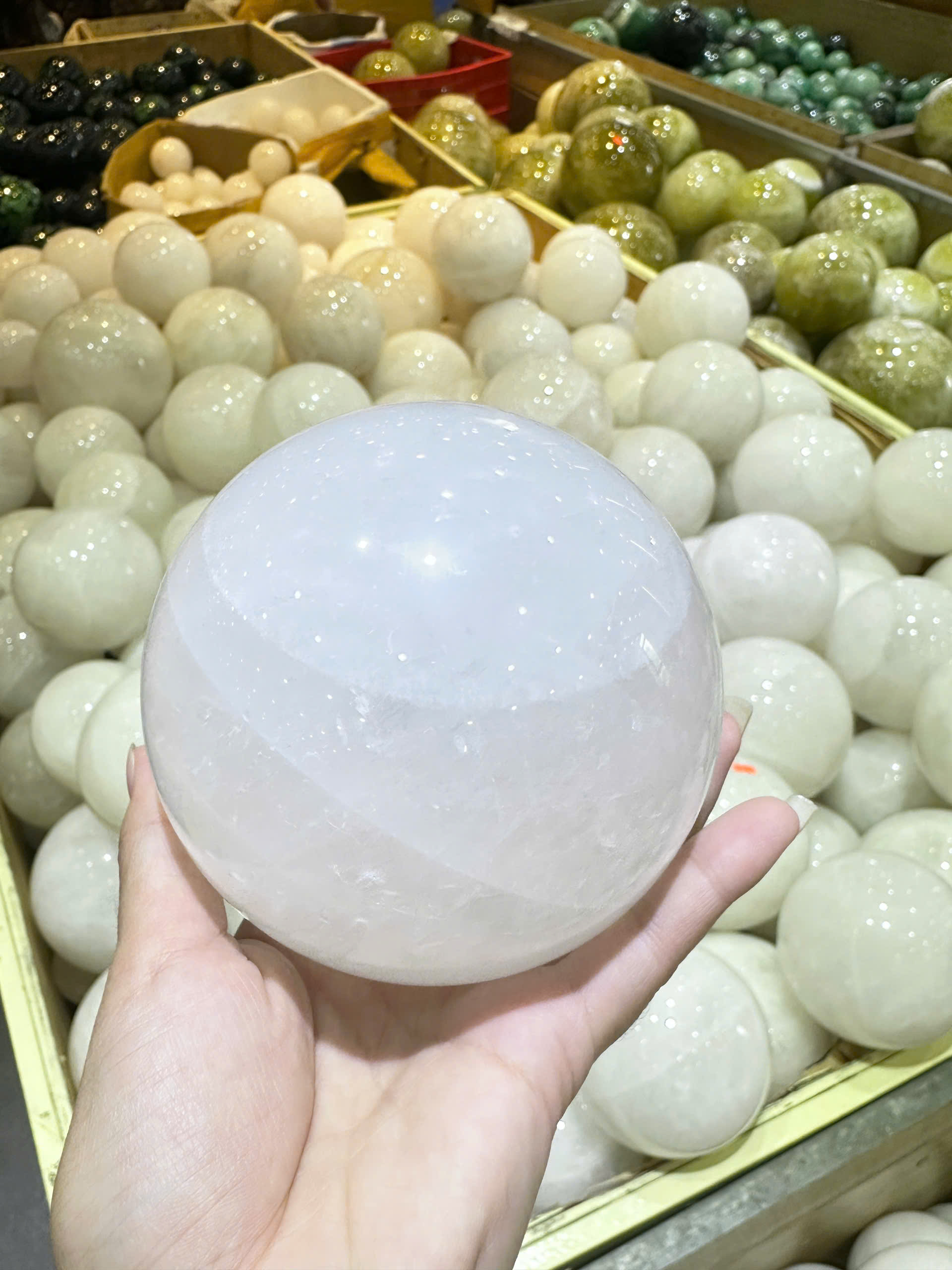 SLL Quả Cầu Thạch Anh Trắng Dừa Bạch Ngọc Đương Thời, Trấn Trạch An Gia