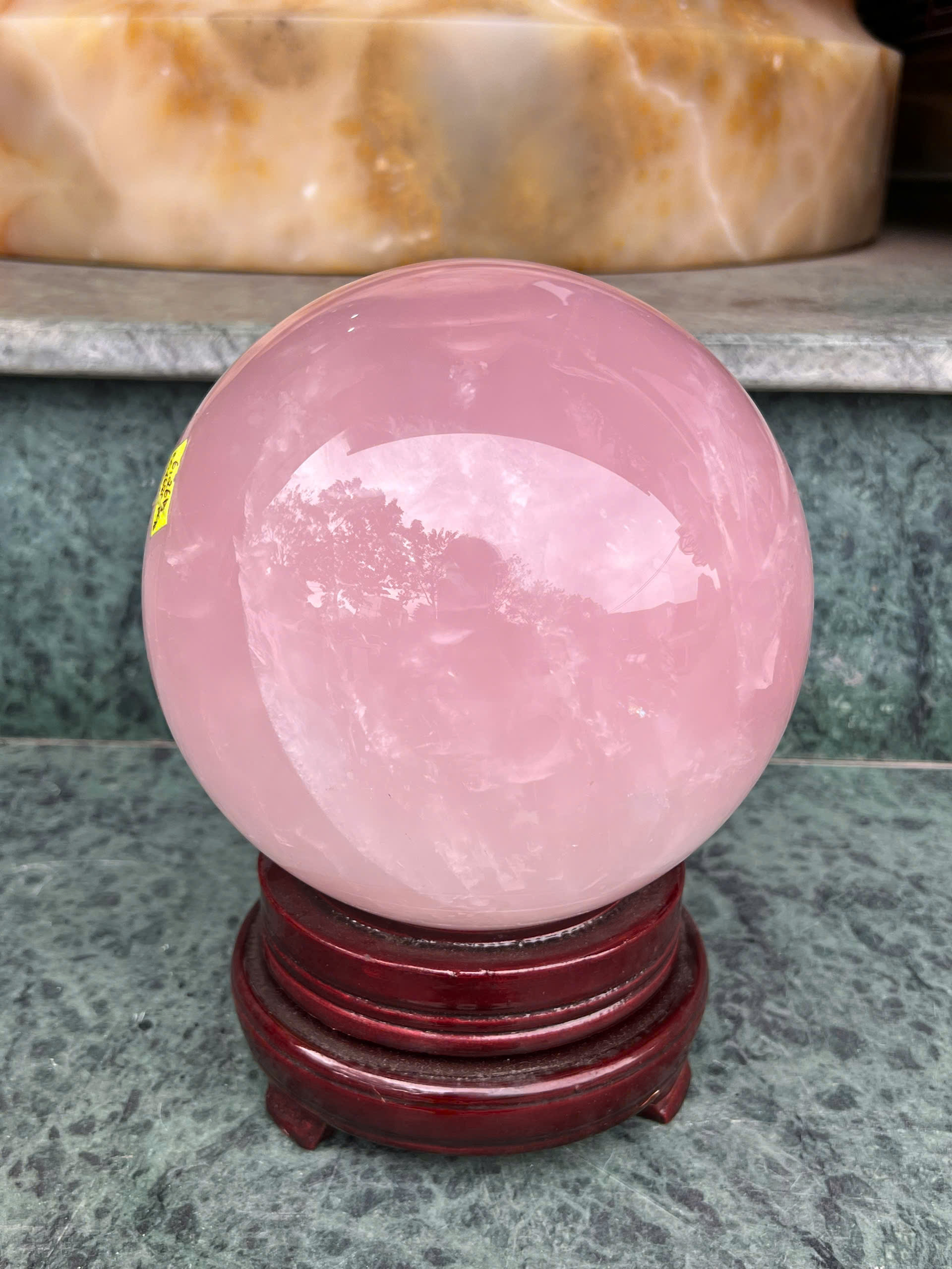 Quả Cầu Thạch Anh Hồng 16cm Hồng Ngọc Cát Tường, Gắn Kết Nhân Duyên