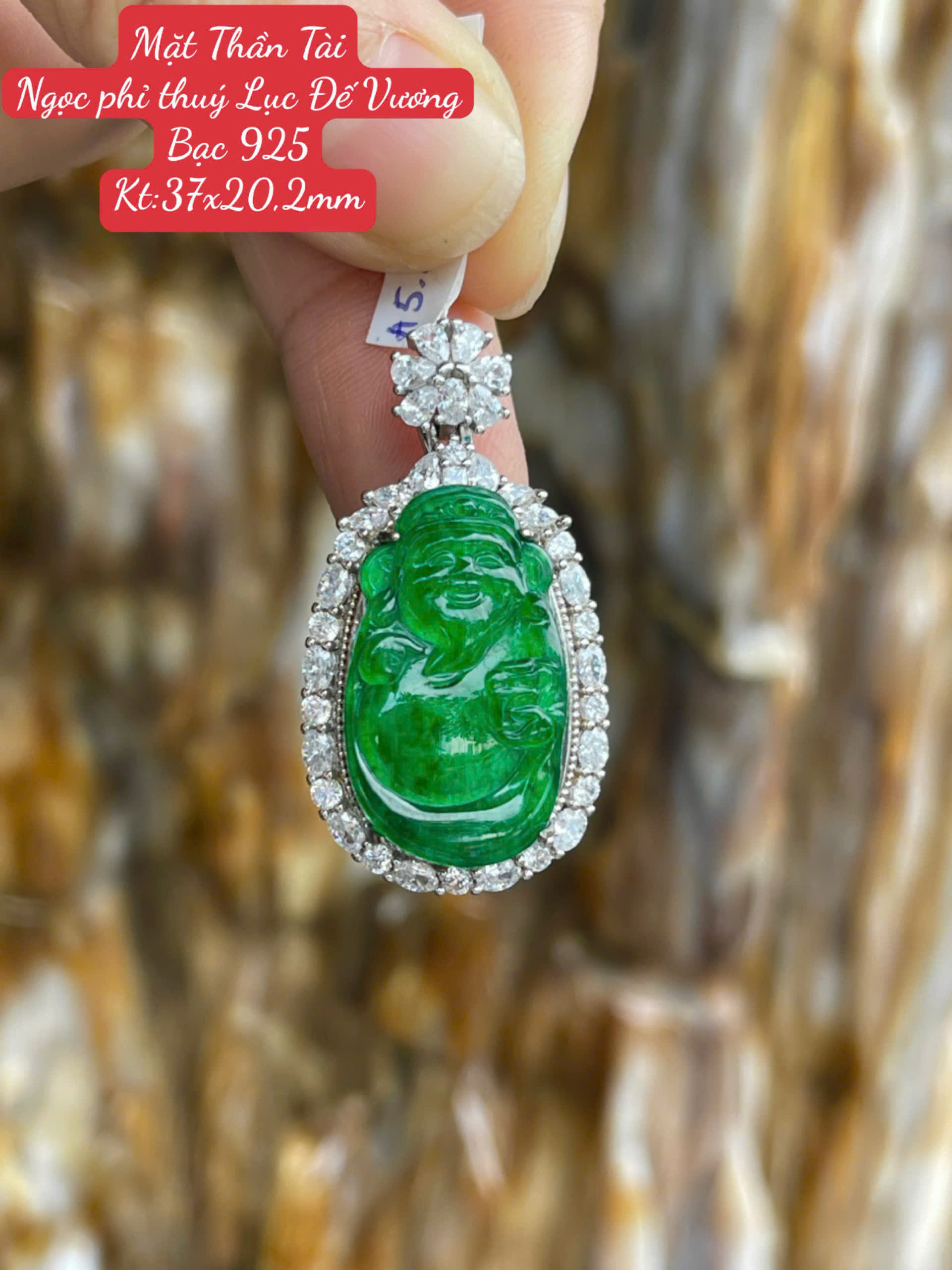 Mặt Thần Tài Ngọc Phỉ Thúy Lục Đế Vương Khởi Sắc Tài Lộc, Phú Quý Hoàng Gia