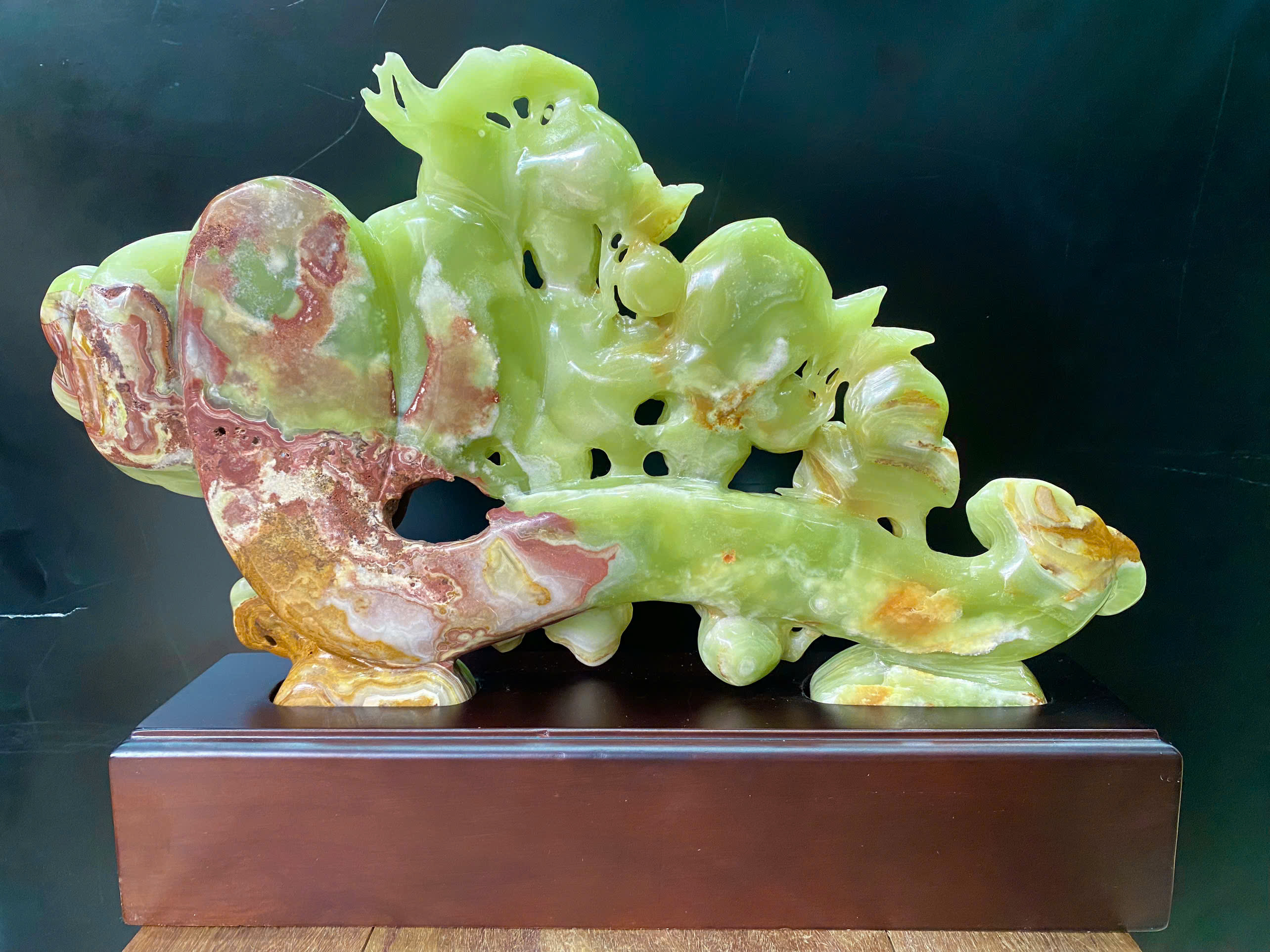 Gậy Như Ý Đào Tiên Ngọc Onyx Xanh Vạn Sự Hanh Thông, Diên Niên Vạn Thọ