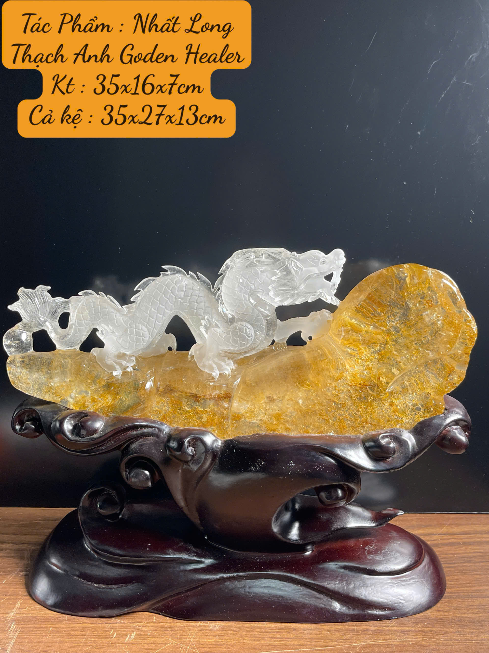 Nhất Long Thạch Anh Golden Healer Bảo Vật Trấn Trạch Bứt Phá Công Danh