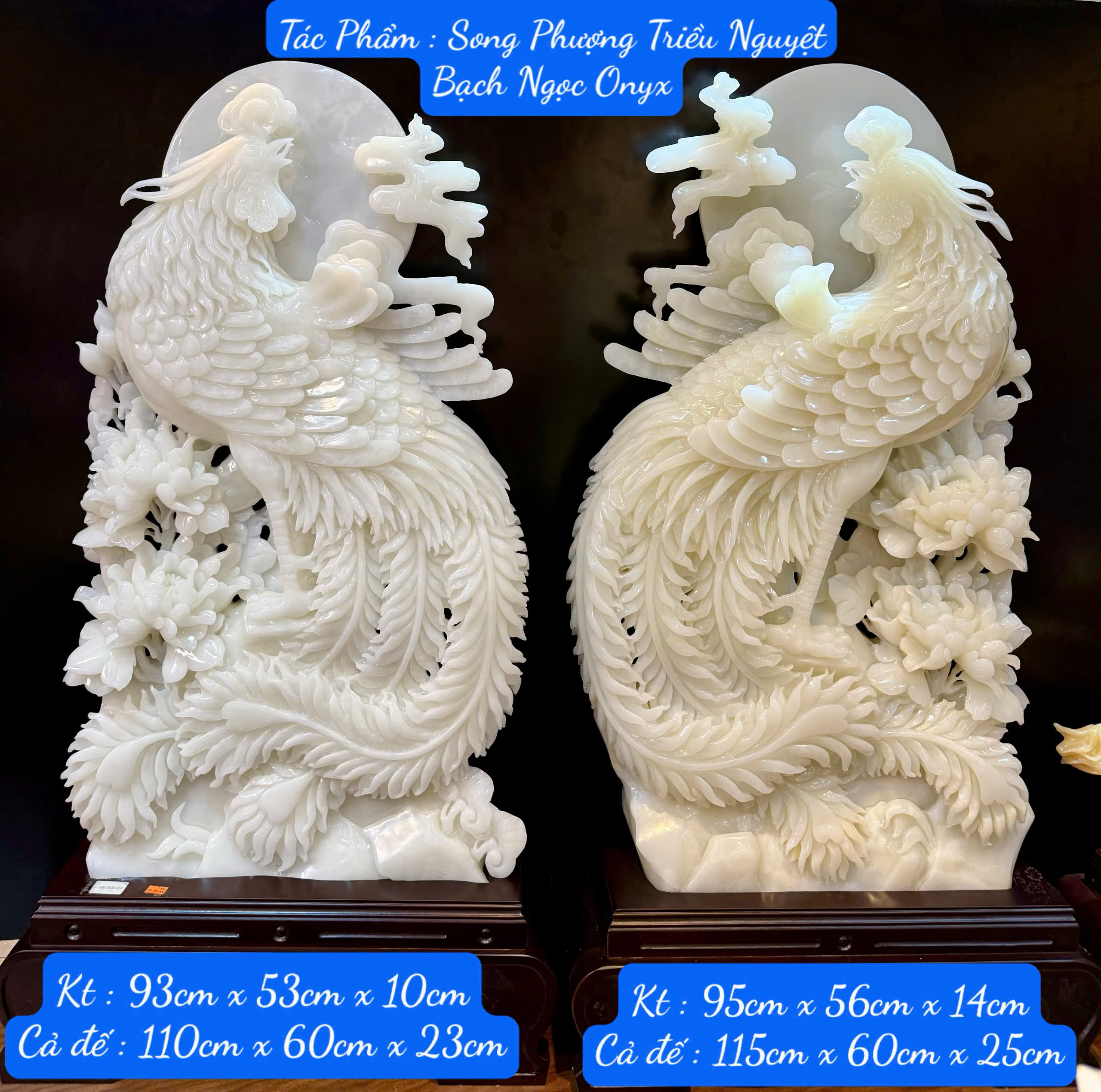 Song Phượng Triều Nguyệt Bạch Ngọc Onyx – Đại kiệt tác vinh hoa phú quý, cát tường như ý và vương khí thuần khiết