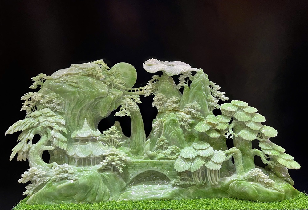 Bồng Lai Tiên Cảnh Ngọc Serpentine Cho Phòng Khách Sang Trọng