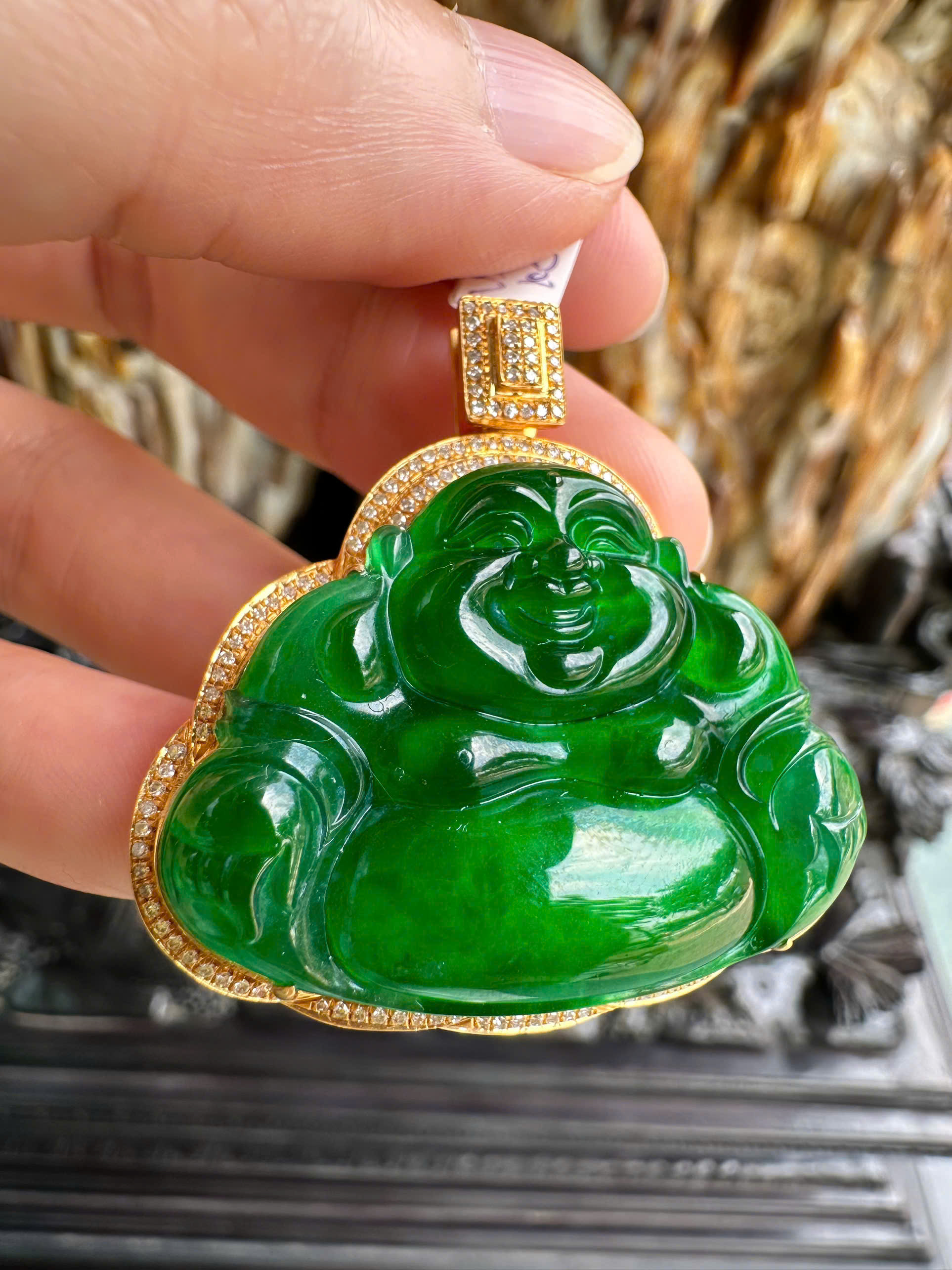 Phật Di Lặc Phỉ Thúy Đế Vương Lục Cát Tường Viên Mãn Tuyệt Tác Phú Quý, Hạnh Phúc Trường Tồn