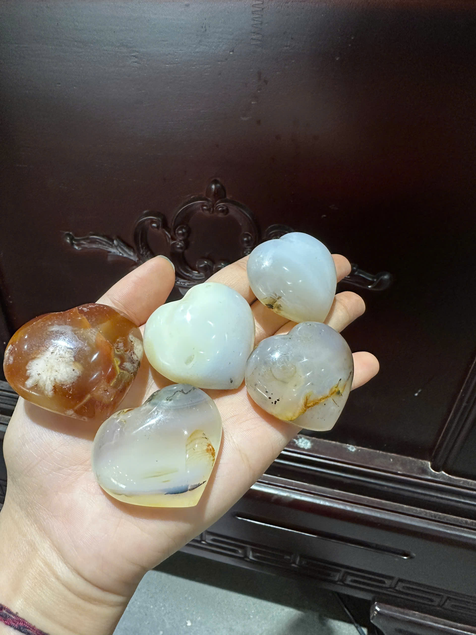 Trái Tim Mini Ngọc Mã Não Bảo Vật Tụ Sinh Khí