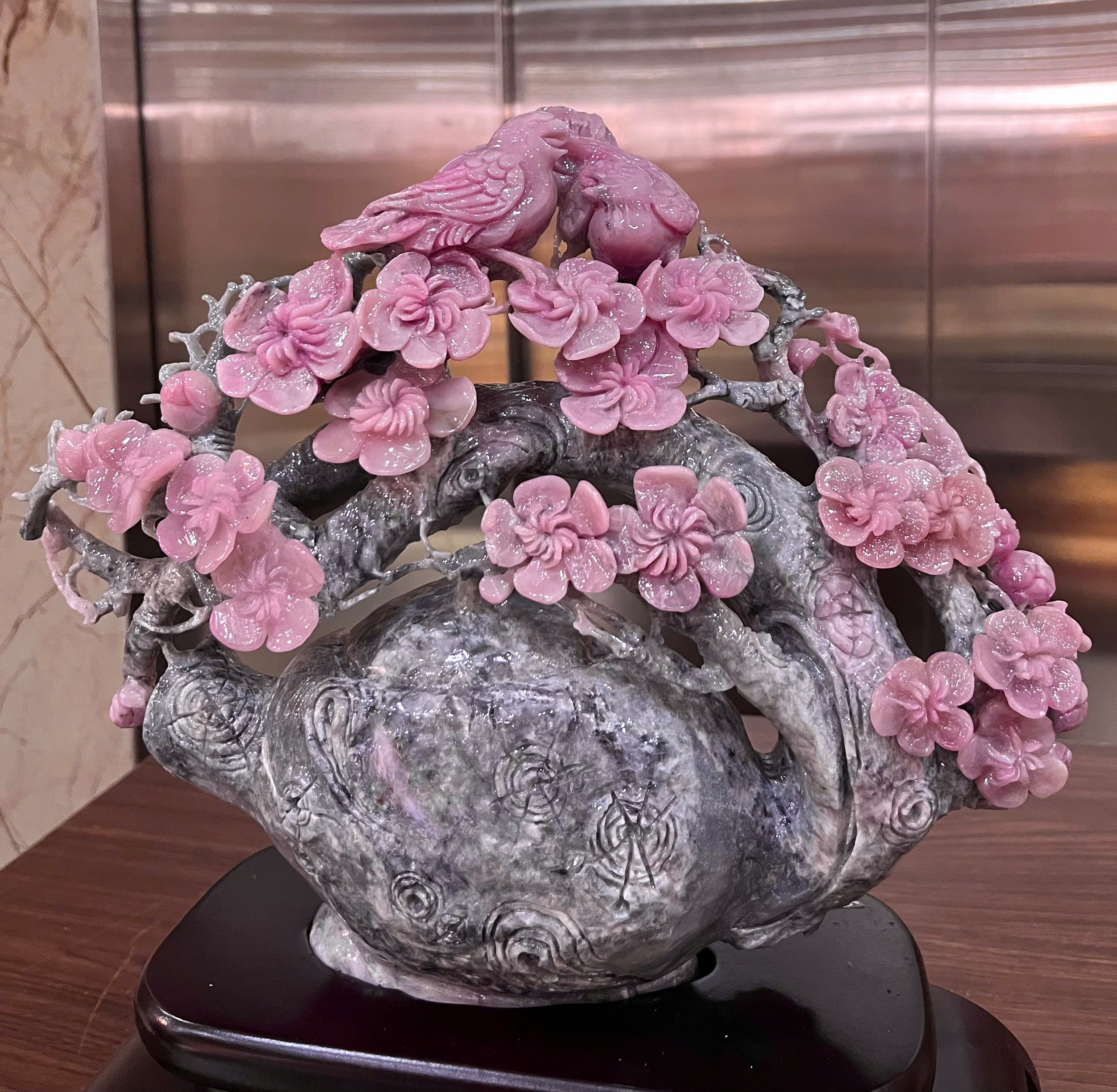 Ấm Trà Hoa Mai Ngọc Serpentine Khai Hoa Phú Quý, Thưởng Trà Đăng Khoa