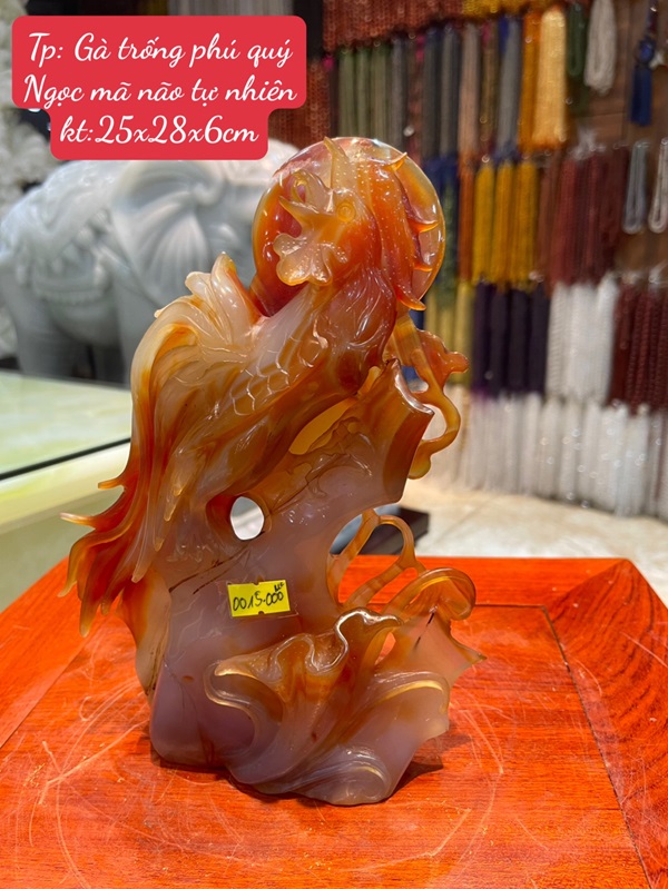 Gà Trống Phú Quý Ngọc Mã Não Tự Nhiên 25cm