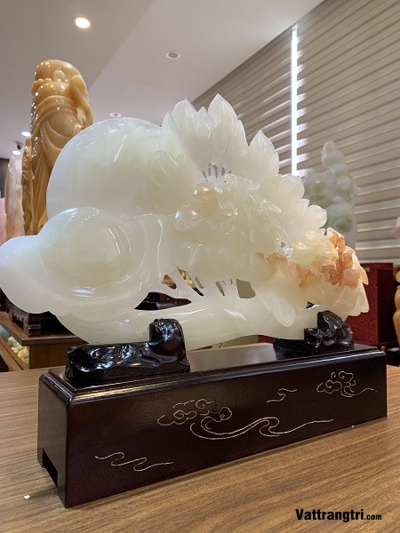 Gậy như ý mẫu đơn ngọc onyx 35cm