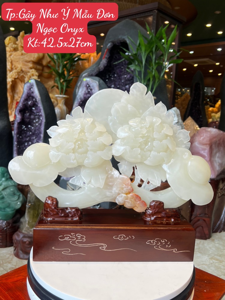 Gậy Như Ý Mẫu Đơn Ngọc Onyx