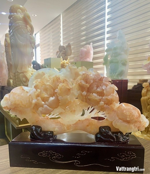 Gậy như ý mẫu đơn Ngọc Onyx huyết 40cm