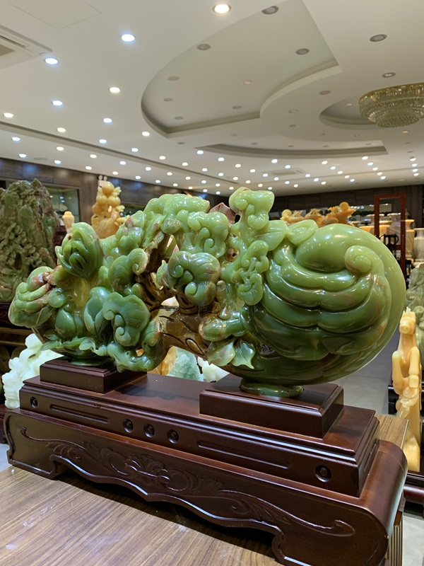 Gậy Như Ý Trường Thọ Ngọc Onyx Xanh 68cm