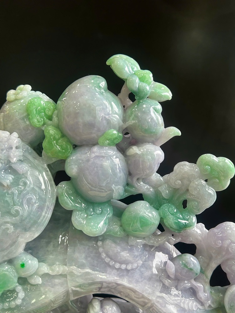 Gậy Như Ý Trường Thọ Ngọc Phỉ Thuý (Kèm Giấy Kiểm Định) 34,5x33x13cm