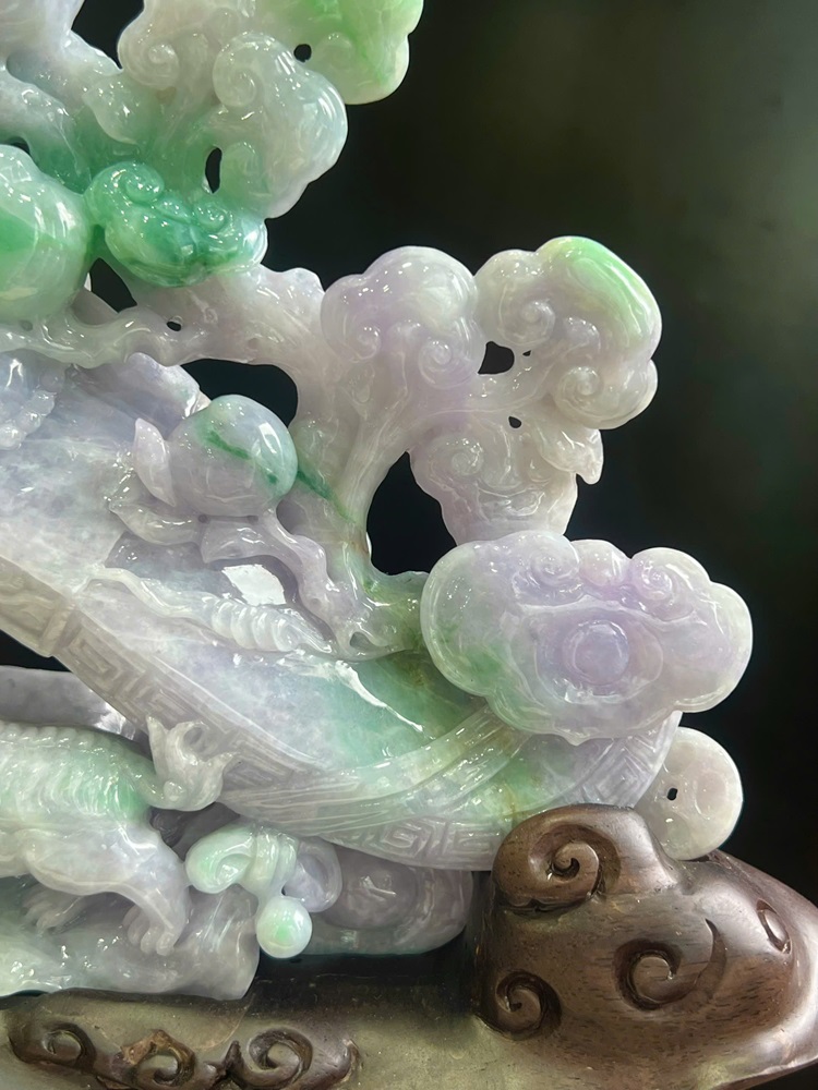 Gậy Như Ý Trường Thọ Ngọc Phỉ Thuý (Kèm Giấy Kiểm Định) 34,5x33x13cm