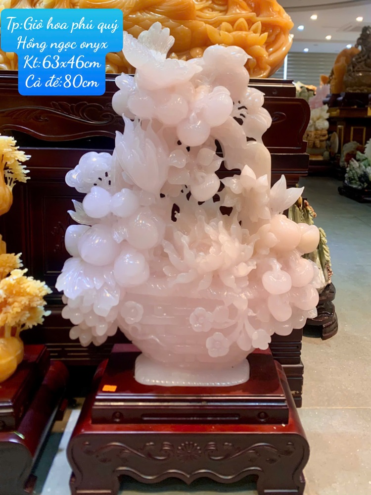 Giỏ Hoa Phú Quý Hồng Ngọc Onyx 63x46cm