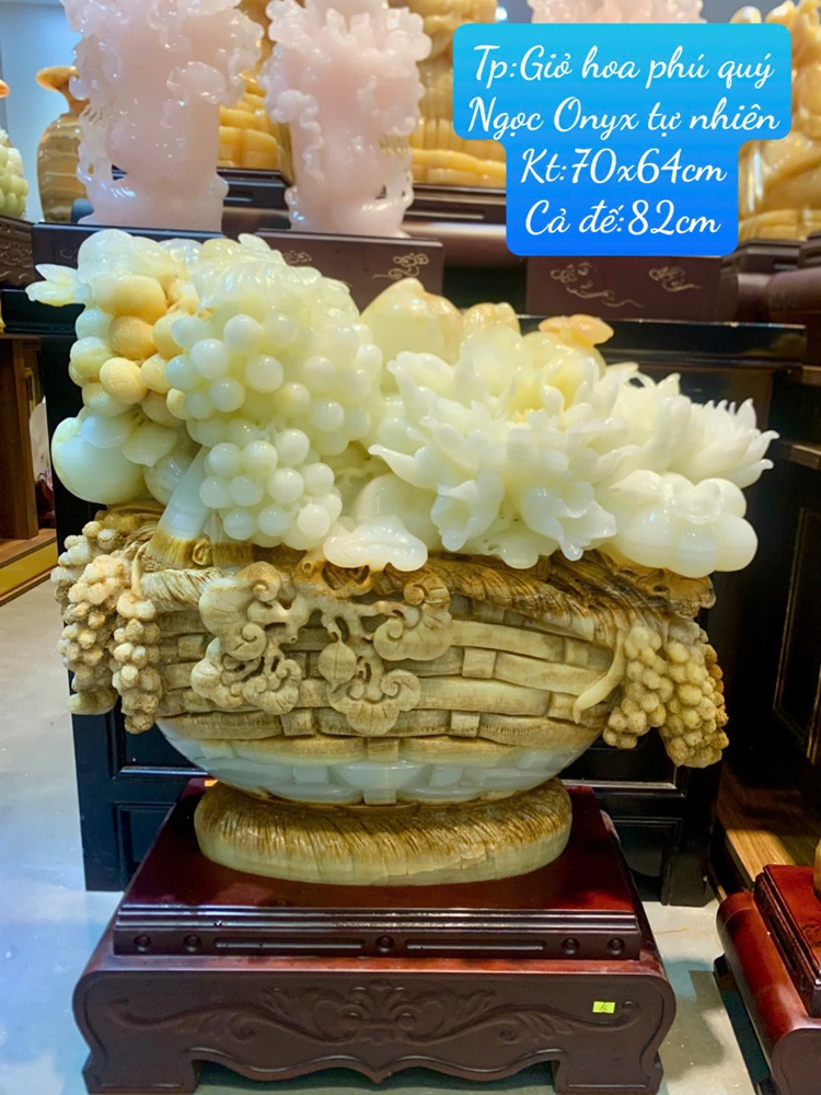 Giỏ Hoa Phú Quý Ngọc Onyx Tự Nhiên 70x64cm