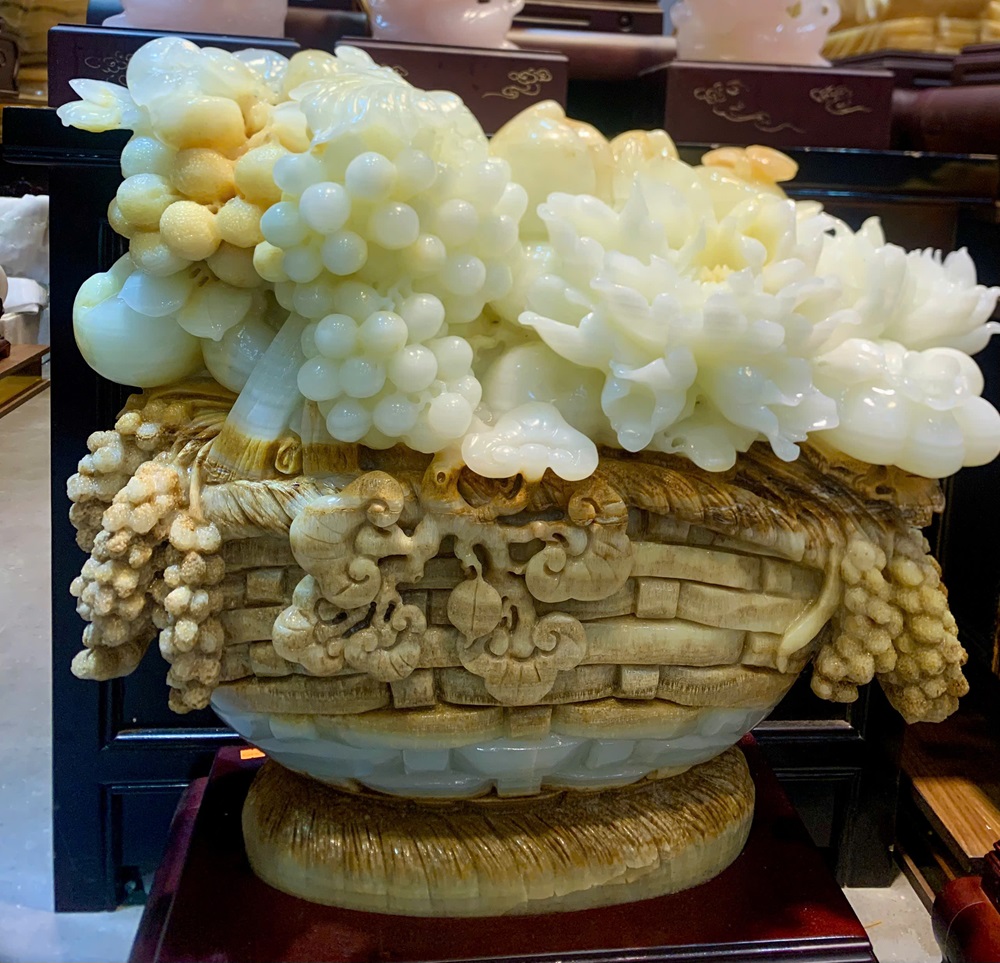 Giỏ Hoa Phú Quý Ngọc Onyx Tự Nhiên 70x64cm