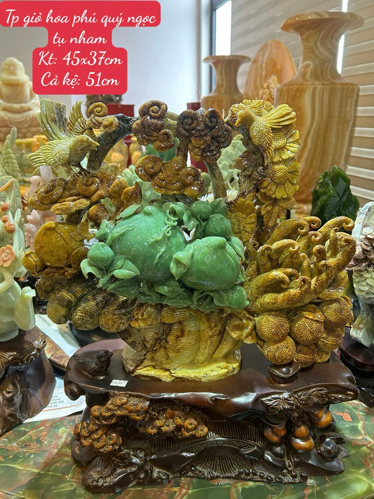 Giỏ hoa phú quý ngọc tụ nham 45x37cm