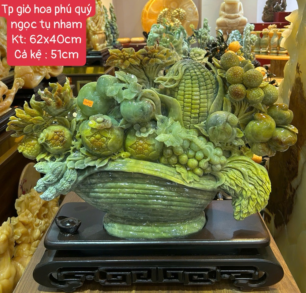Giỏ hoa phú quý ngọc tụ nham 62x40cm