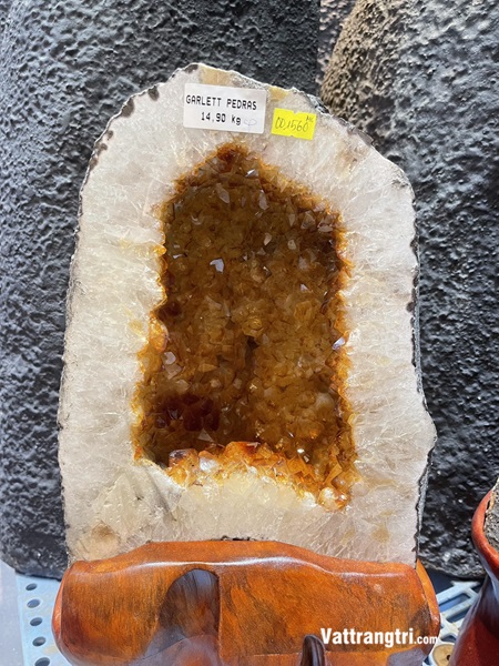 Hang động tinh thể đá thạch anh vàng 43cm