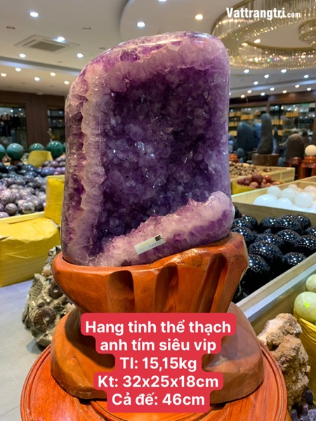 Hang tinh thể thạch anh tím mã não siêu vip 46cm