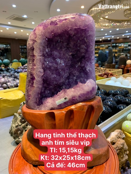 Hang tinh thể thạch anh tím mã não siêu vip 46cm