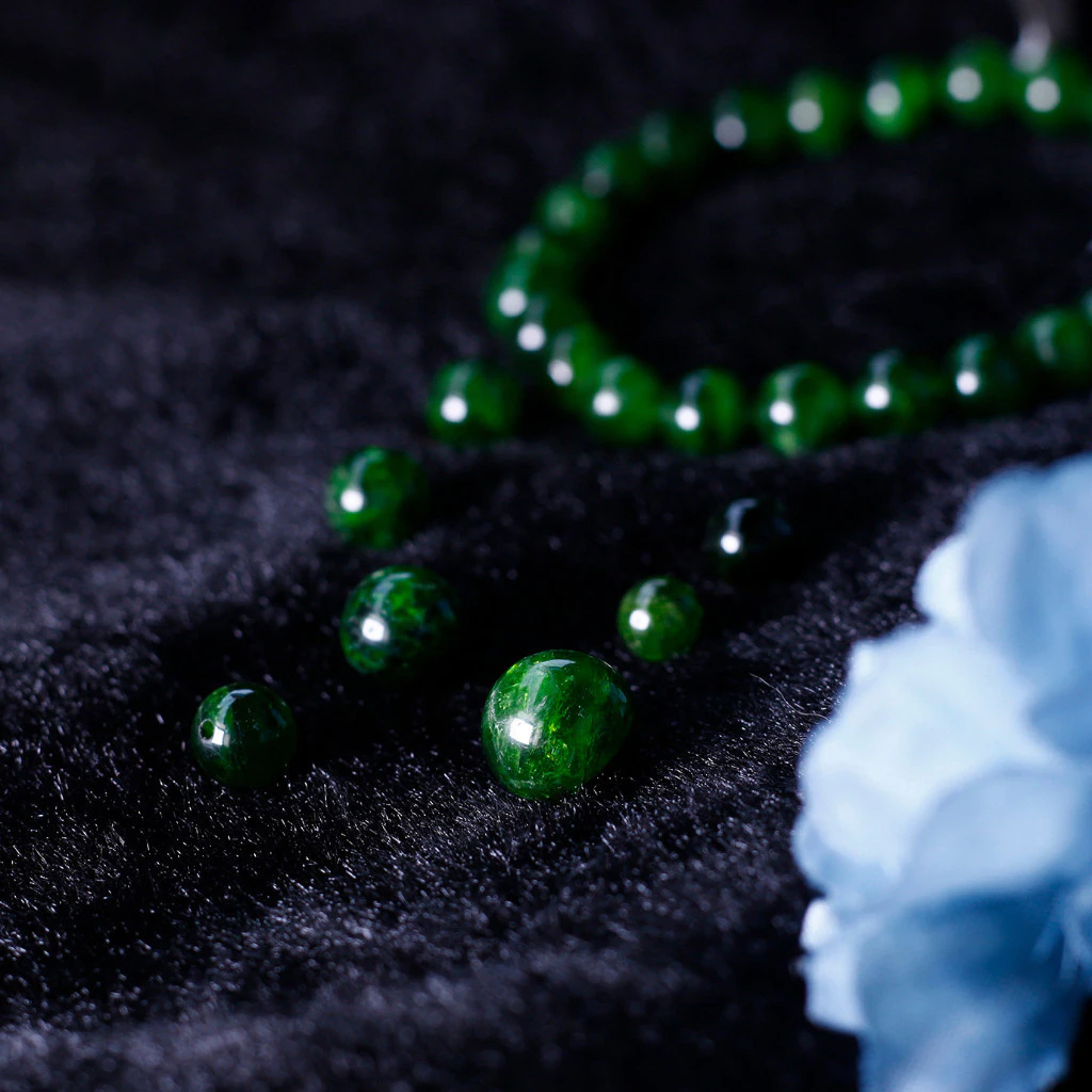 Hạt lẻ đá Diopside Xanh 8 - 10mm