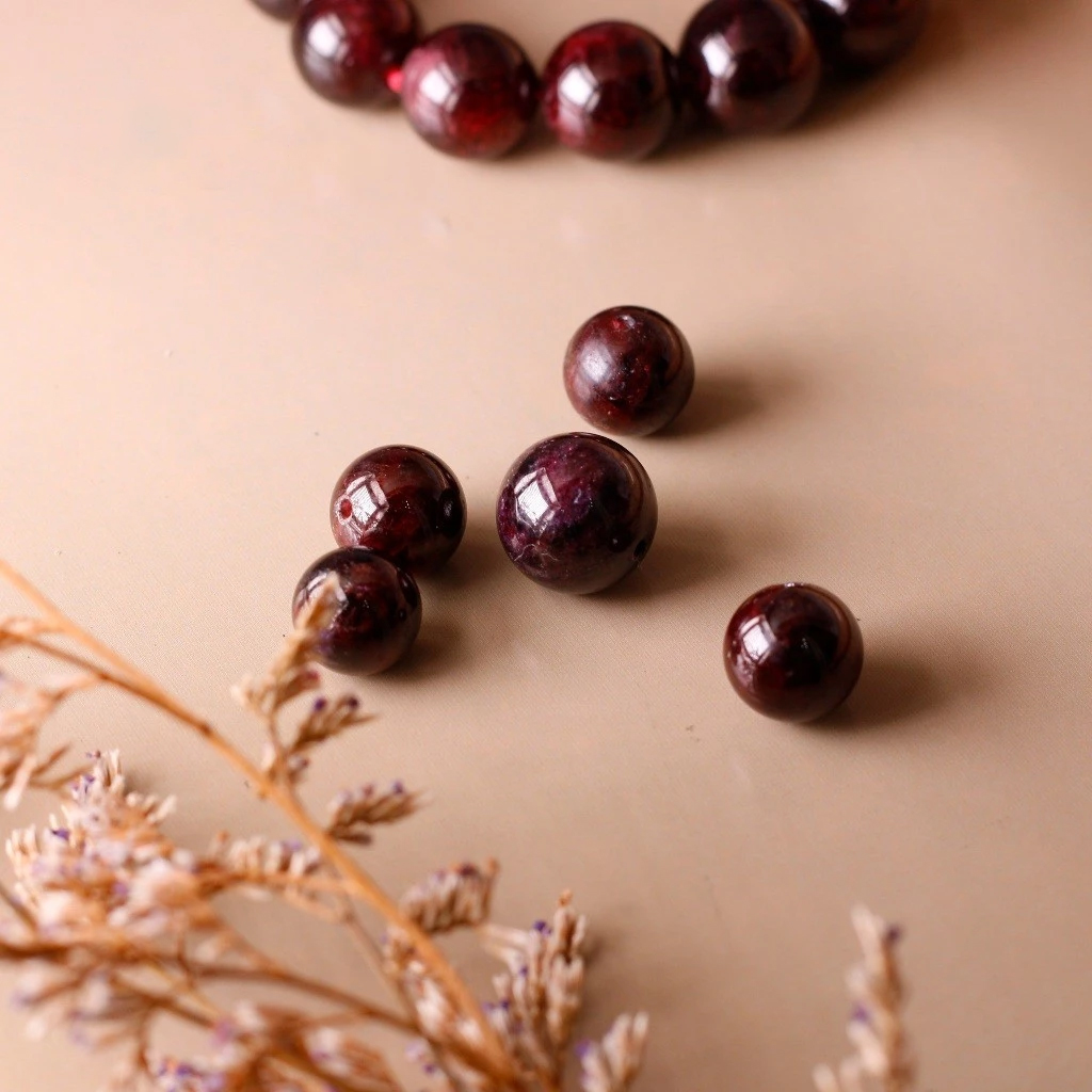 Hạt lẻ đá Garnet đỏ đô 8 - 10mm