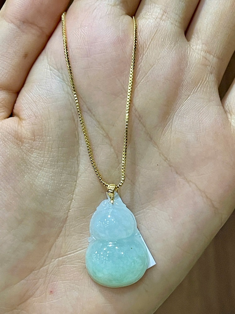 Hồ Lô Phú Quý Ngọc Phỉ Thuý Móc Vàng 18K