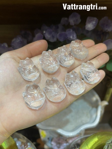 Mặt Hồ ly đá thạch anh trắng 20mm