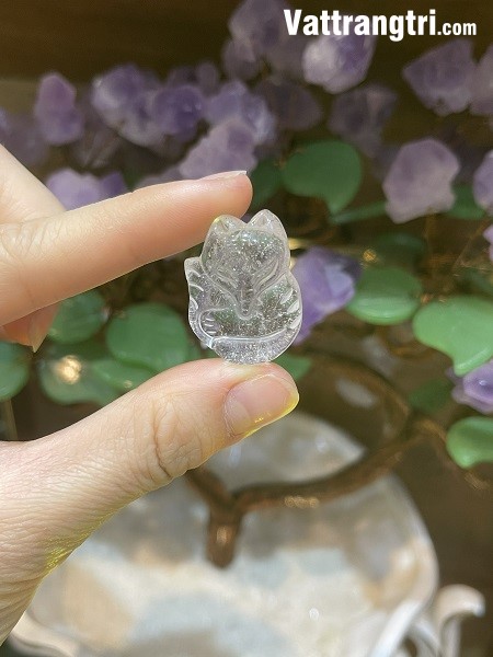 Mặt Hồ ly đá thạch anh trắng 20mm