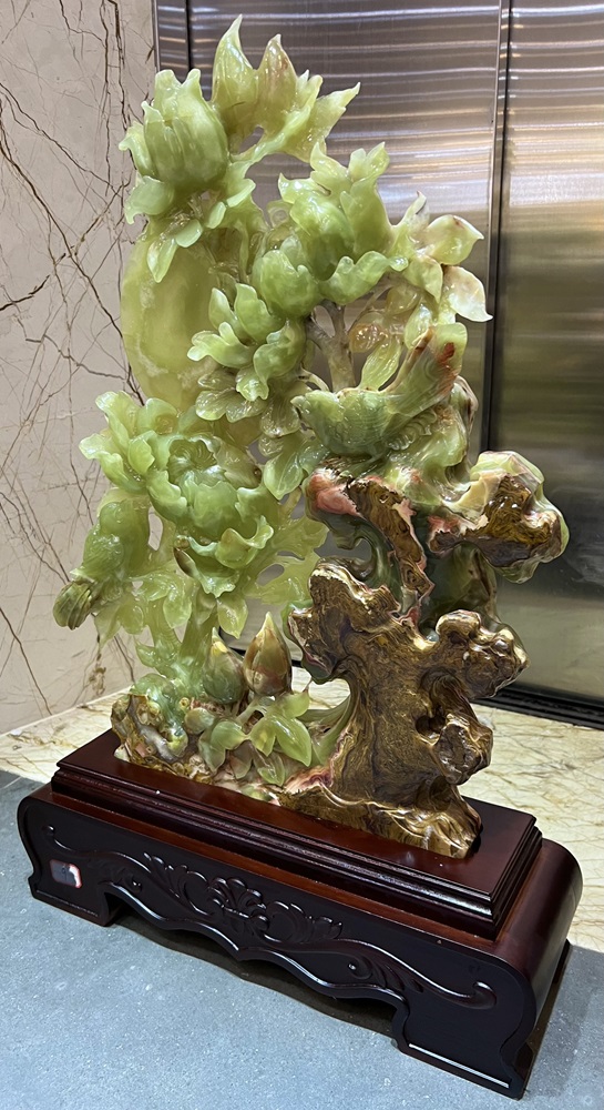 Hoa khai phú quý ngọc onyx xanh 51x76cm