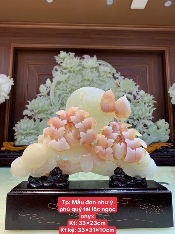 Hoa Mẫu Đơn Như Ý Phú Quý Tài Lộc Ngọc Onyx 33cm